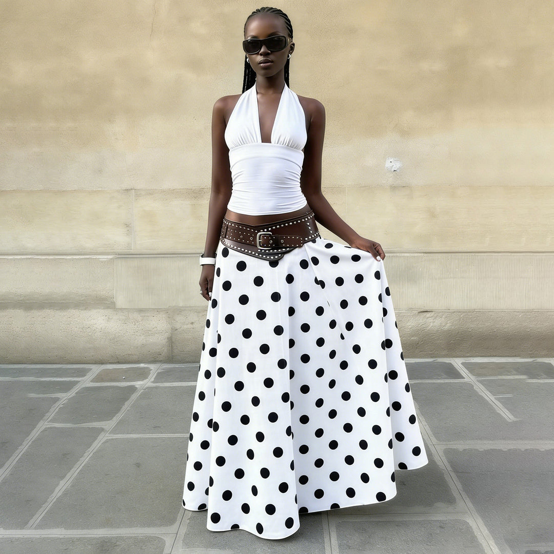 Women nan flared midi skirt with delicate lace waistband, tailored yoke and lightweight linen drape Mune Fashion