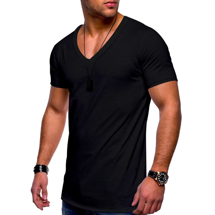 Men's V-neck T-shirt made of fine jersey with slim silhouette and flat seams Mune Fashion