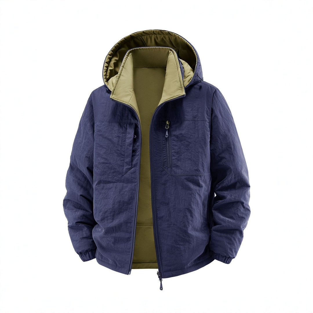 Men's thermo field jacket with fleece lining, hood and front pockets Mune Fashion