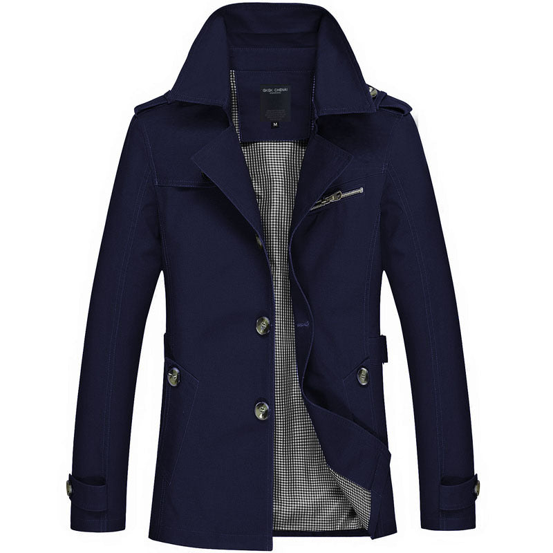 Men's casual cotton blazer with button placket, patch pockets, and striped inner lining Mune Fashion