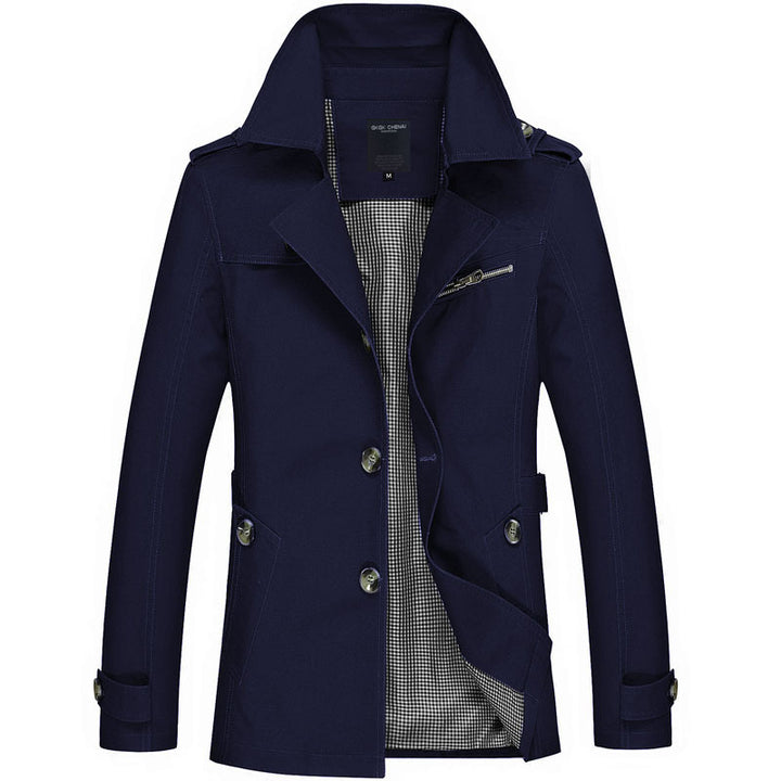 Men's casual cotton blazer with button placket, patch pockets, and striped inner lining Mune Fashion