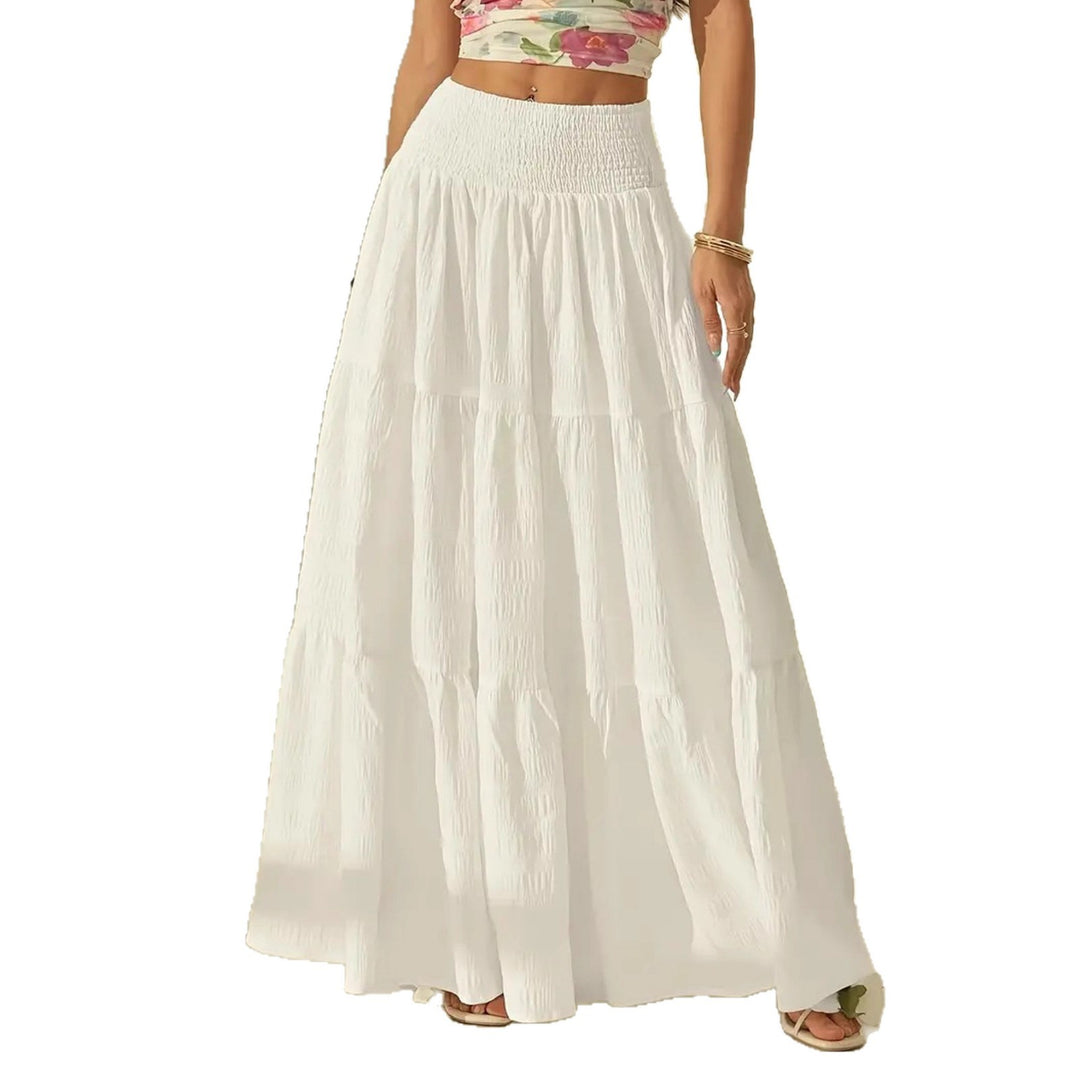 Women's unrefined maxi skirt with tiered ruffles and smocked waistband Mune Fashion