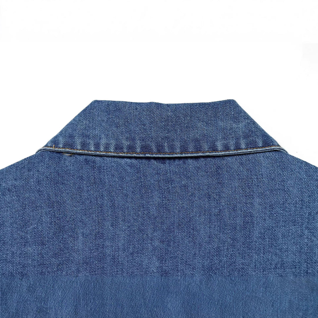Women's Oversize Denim Pullover Jacket with Half Placket Mune Fashion