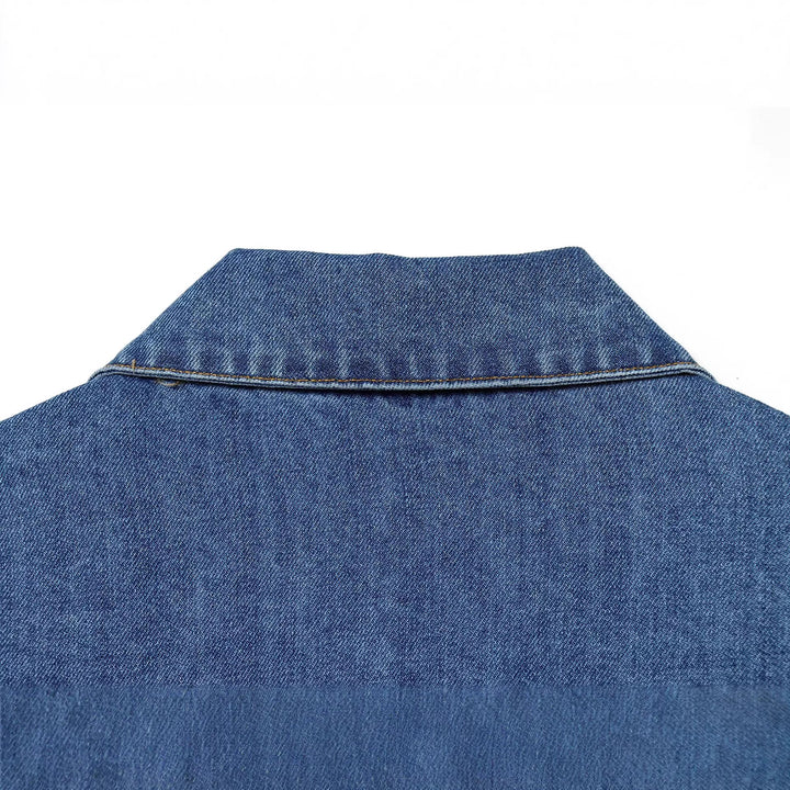 Women's Oversize Denim Pullover Jacket with Half Placket Mune Fashion