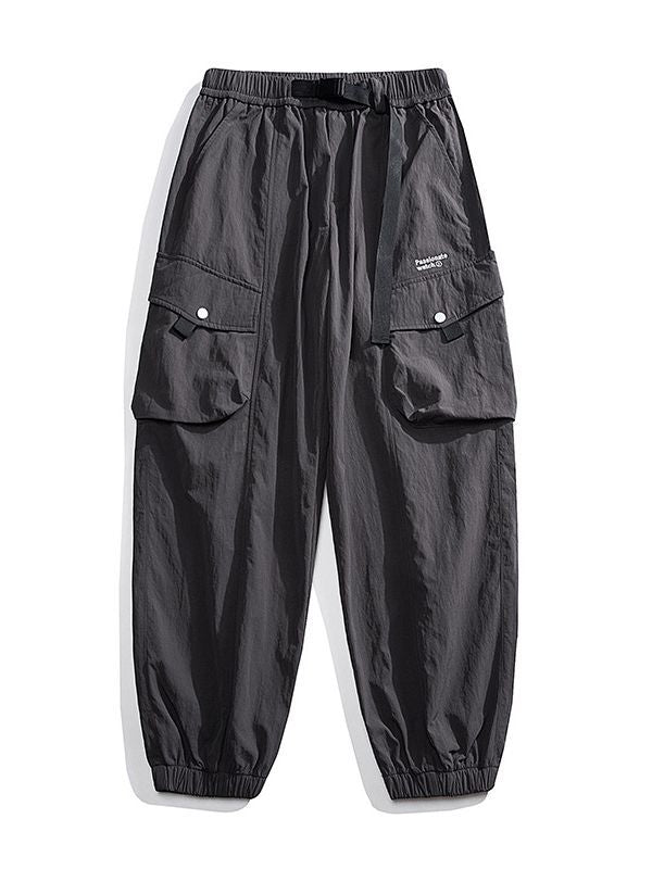 Unisex Loose Nylon Cargo Pants with Elastic Waistband and Ankle Cuffs Mune Fashion