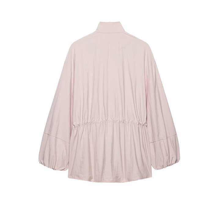 Women Water-Repellent Oversized Parka with Waist Ruching and Balloon Sleeves Drune