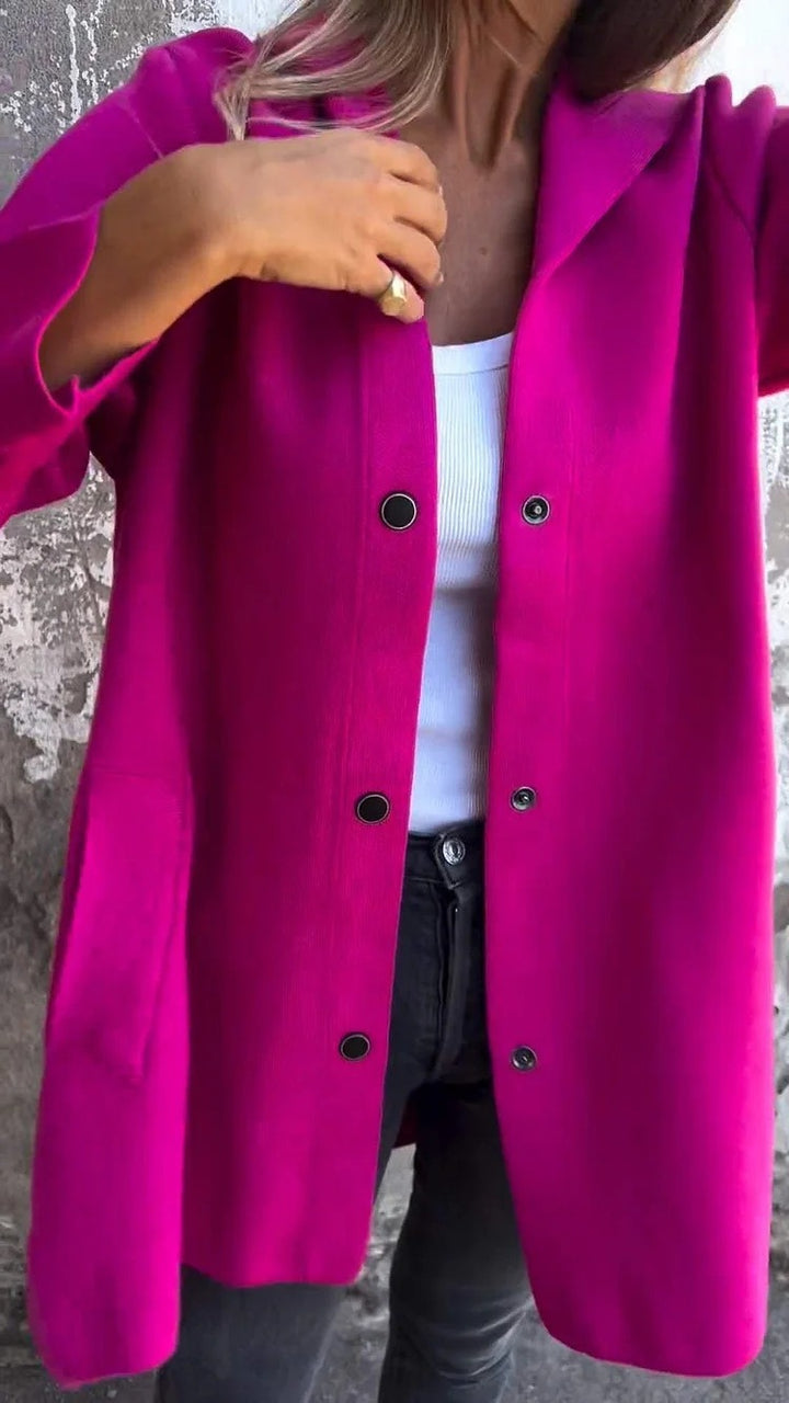 Women's Hoodie Coat with Snap Buttons and Oversized Silhouette Mune Fashion