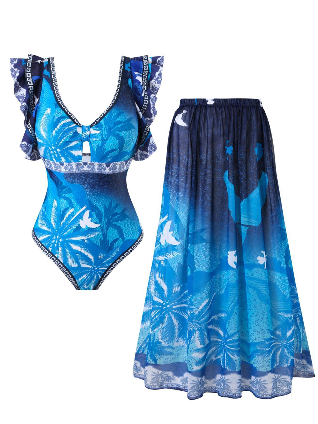 Ladies Elegant Swimsuit with Matching Maxi Sarong Mune Fashion