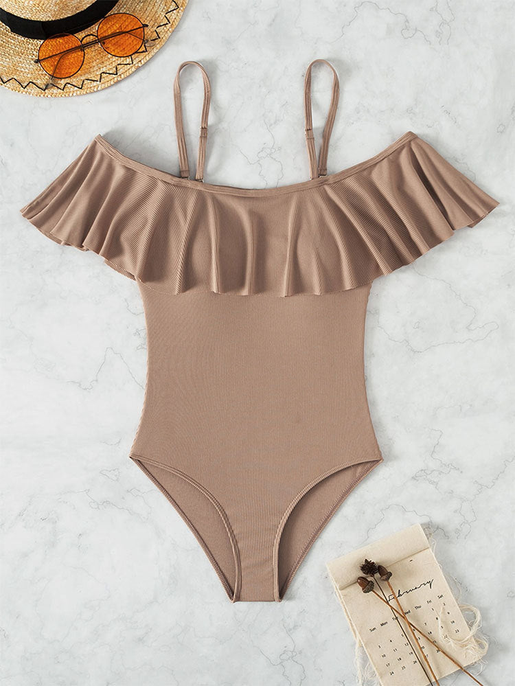 Women One-Piece Swimsuit with Voluminous Ruffle Design Mune Fashion
