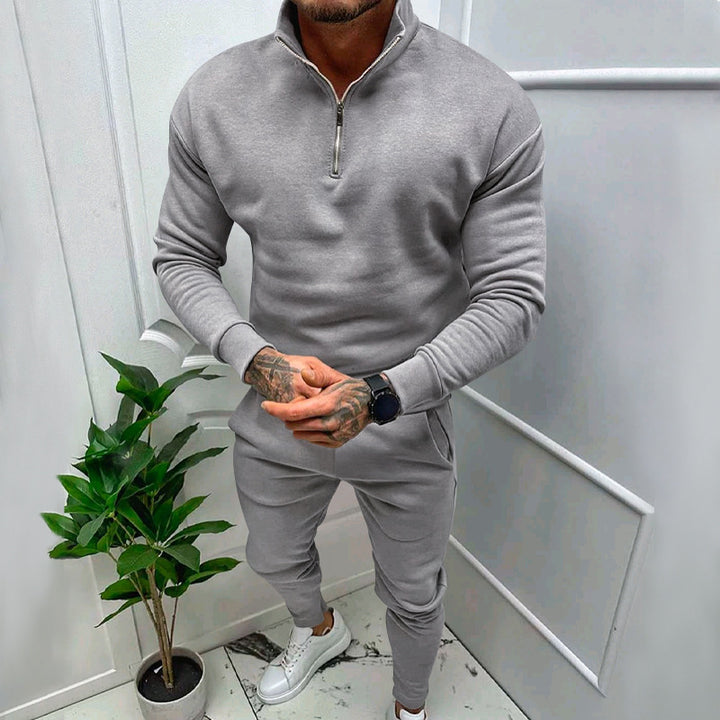 Men's nan athletic lounge set made of French Terry with half-zip stand-up collar and tapered jogging pants Mune Fashion
