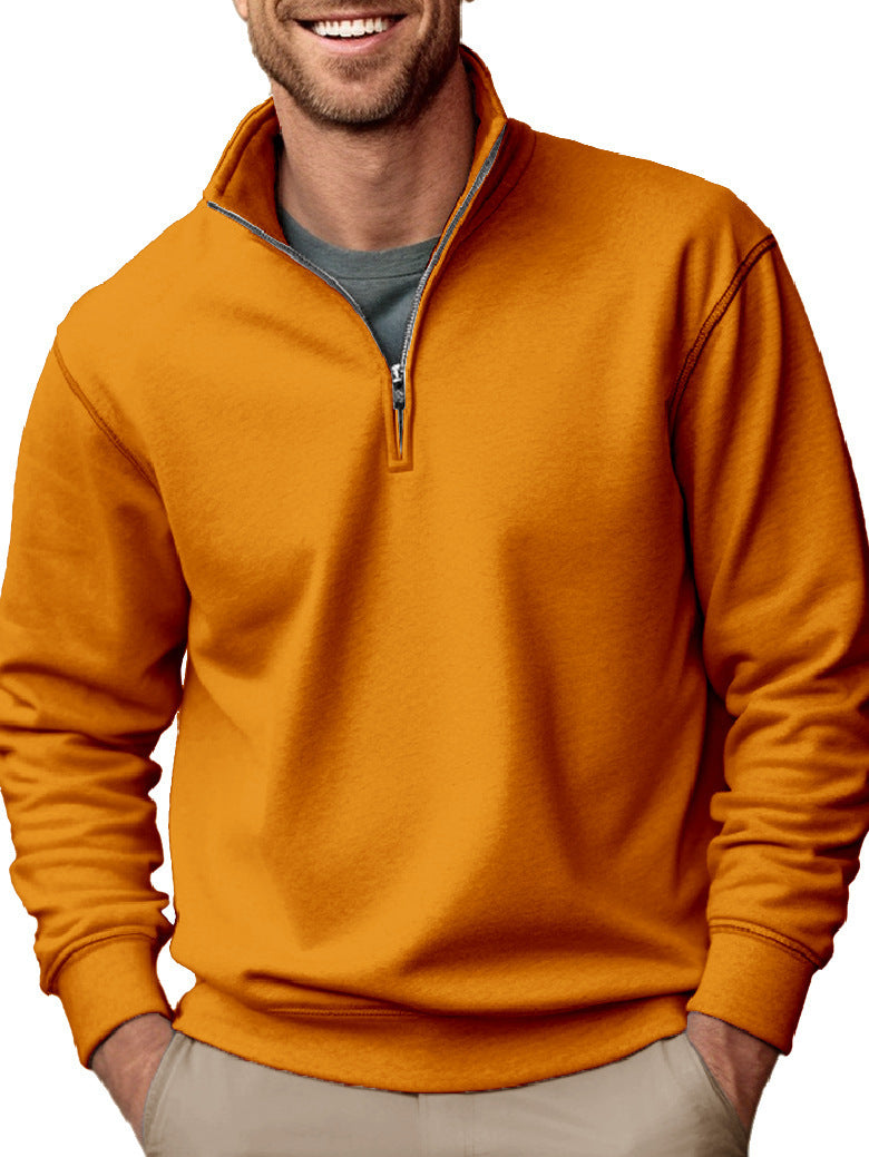 Men's half-zip sweatshirt with stand-up collar and soft fleece interior lining Mune Fashion