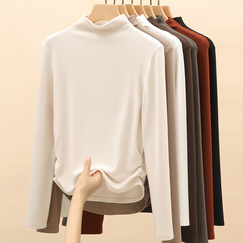 Women's Elegant Long Sleeve Top with High Collar Mune Fashion 1787620449