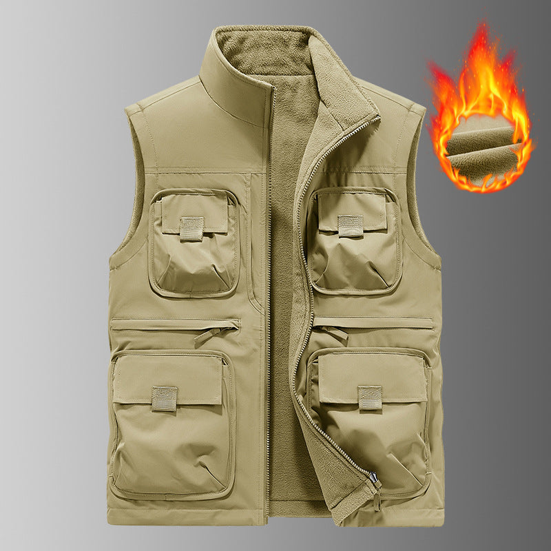 Men's multifunctional thermo outdoor vest with fleece lining and multiple pockets Mune Fashion