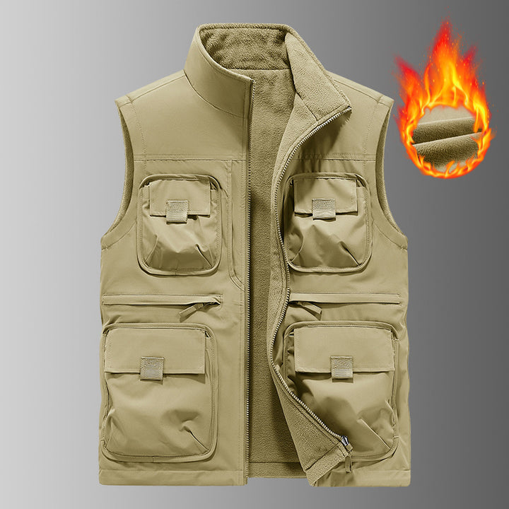 Men's multifunctional thermo outdoor vest with fleece lining and multiple pockets Mune Fashion