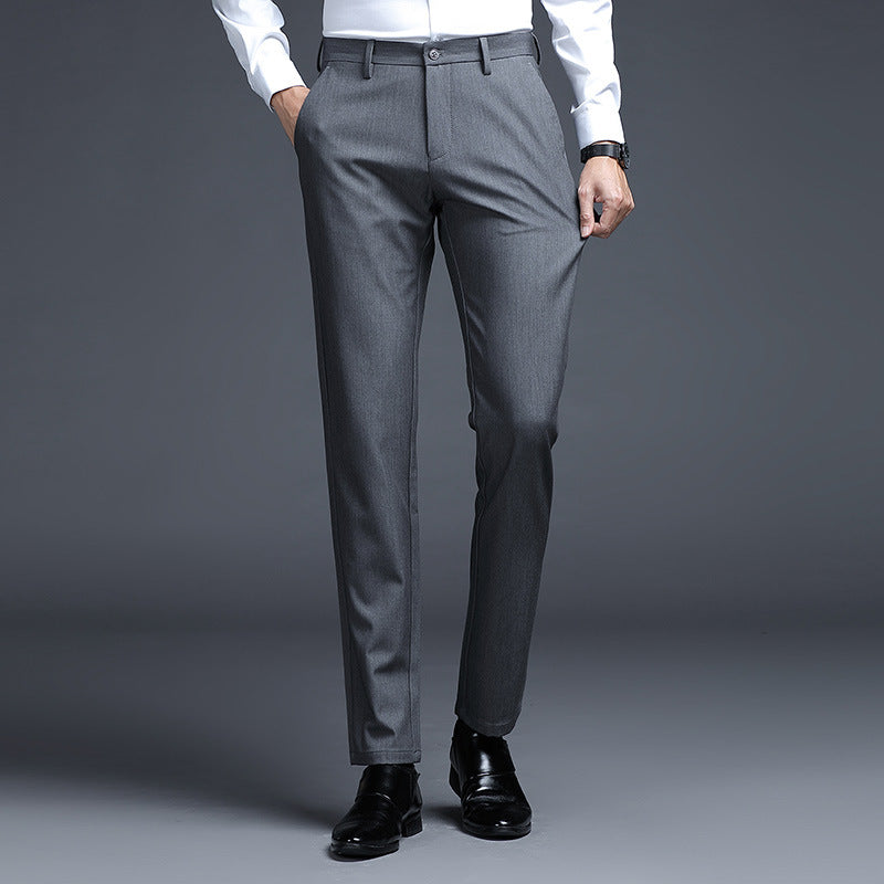 Men's Formal Slim-Fit Suit Trousers with Stretch Waistband and Crease Mune Fashion