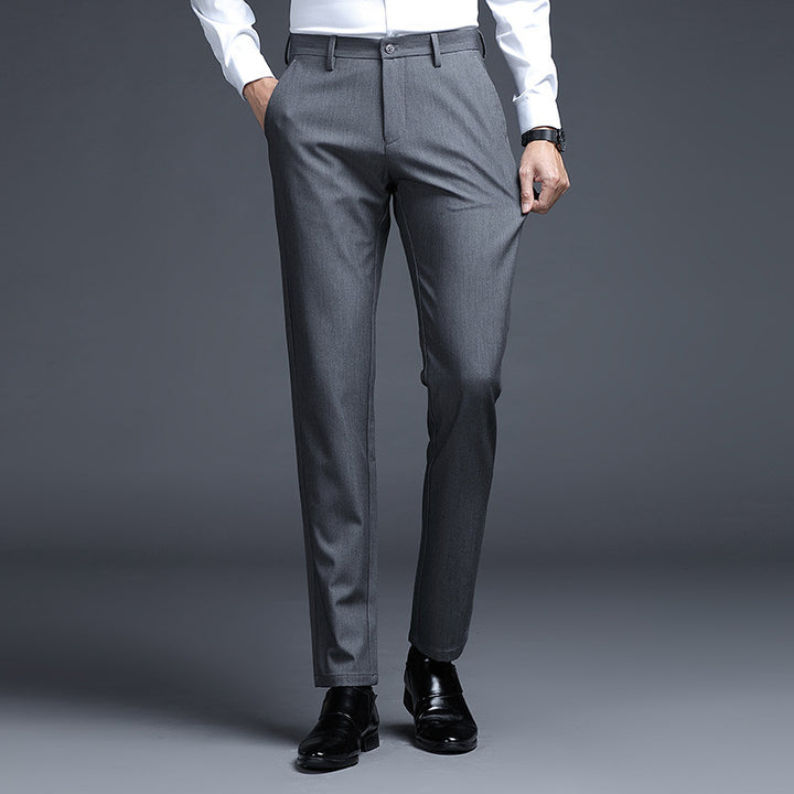Men's Formal Slim-Fit Suit Trousers with Stretch Waistband and Crease Mune Fashion