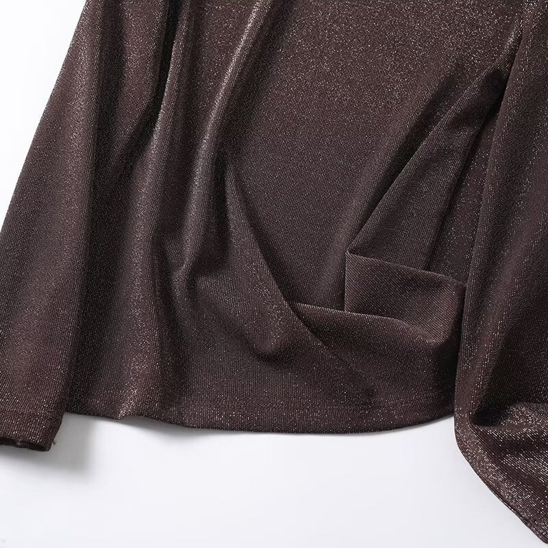Ladies Lurex Fine Knit Long Sleeve with Round Neckline and Subtly Shimmering Surface Mune Fashion