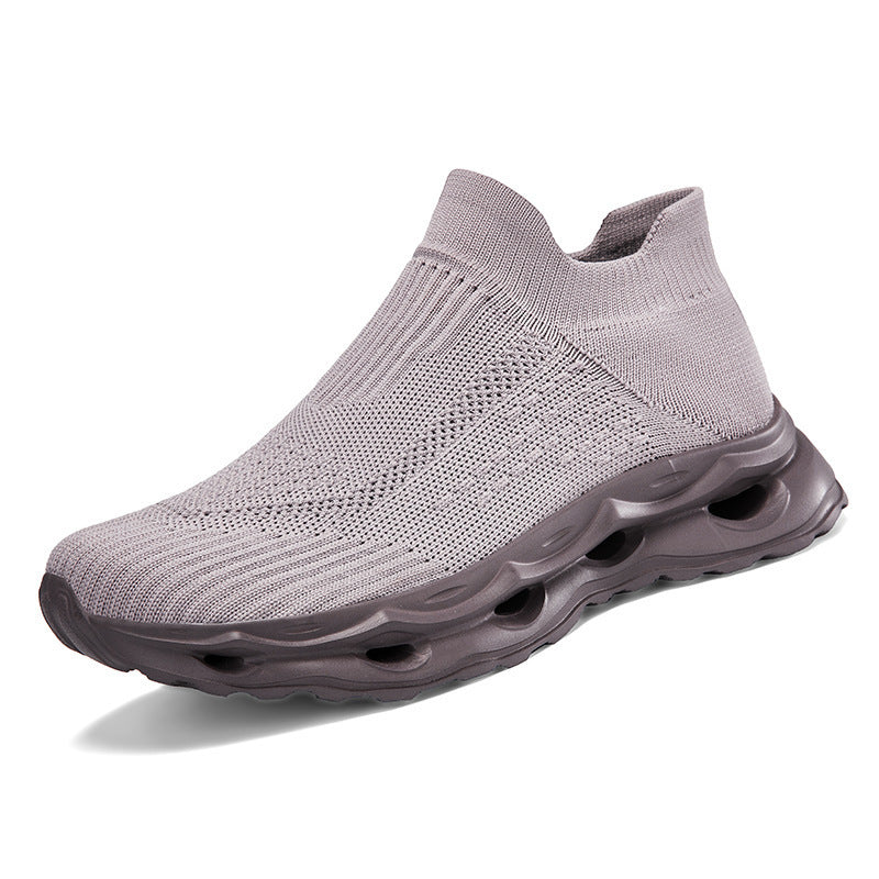 Unisex nan sock-like knitted slippers with perforated hollow chamber cushioning Mune Fashion