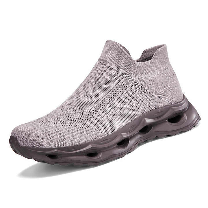 Unisex nan sock-like knitted slippers with perforated hollow chamber cushioning Mune Fashion