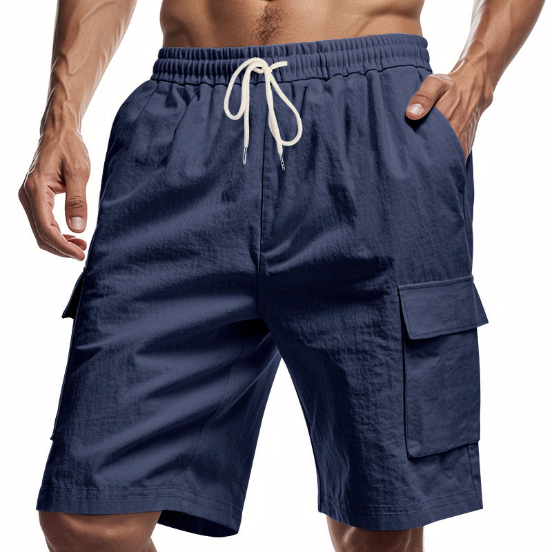 Men's technical cargo shorts with elastic drawstring waistband, secure flap pockets, and quick-drying functional material Mune Fashion