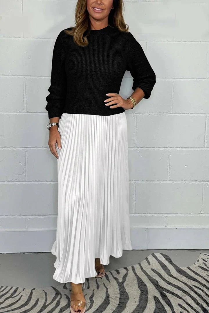 Women's nan pleated maxi skirt with elastic comfort waistband and softly falling pleats Mune Fashion