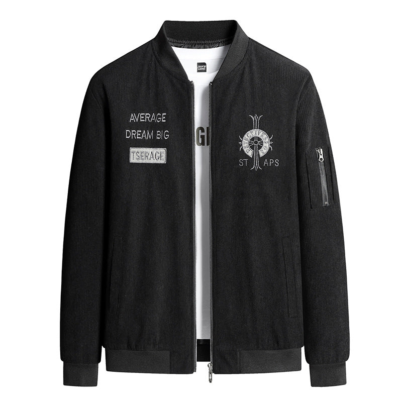 Men's Fashionable Bomber Jacket with Embroidery Mune Fashion