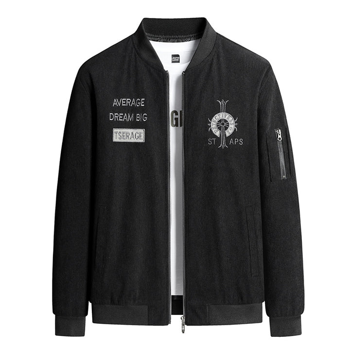 Men's Fashionable Bomber Jacket with Embroidery Mune Fashion