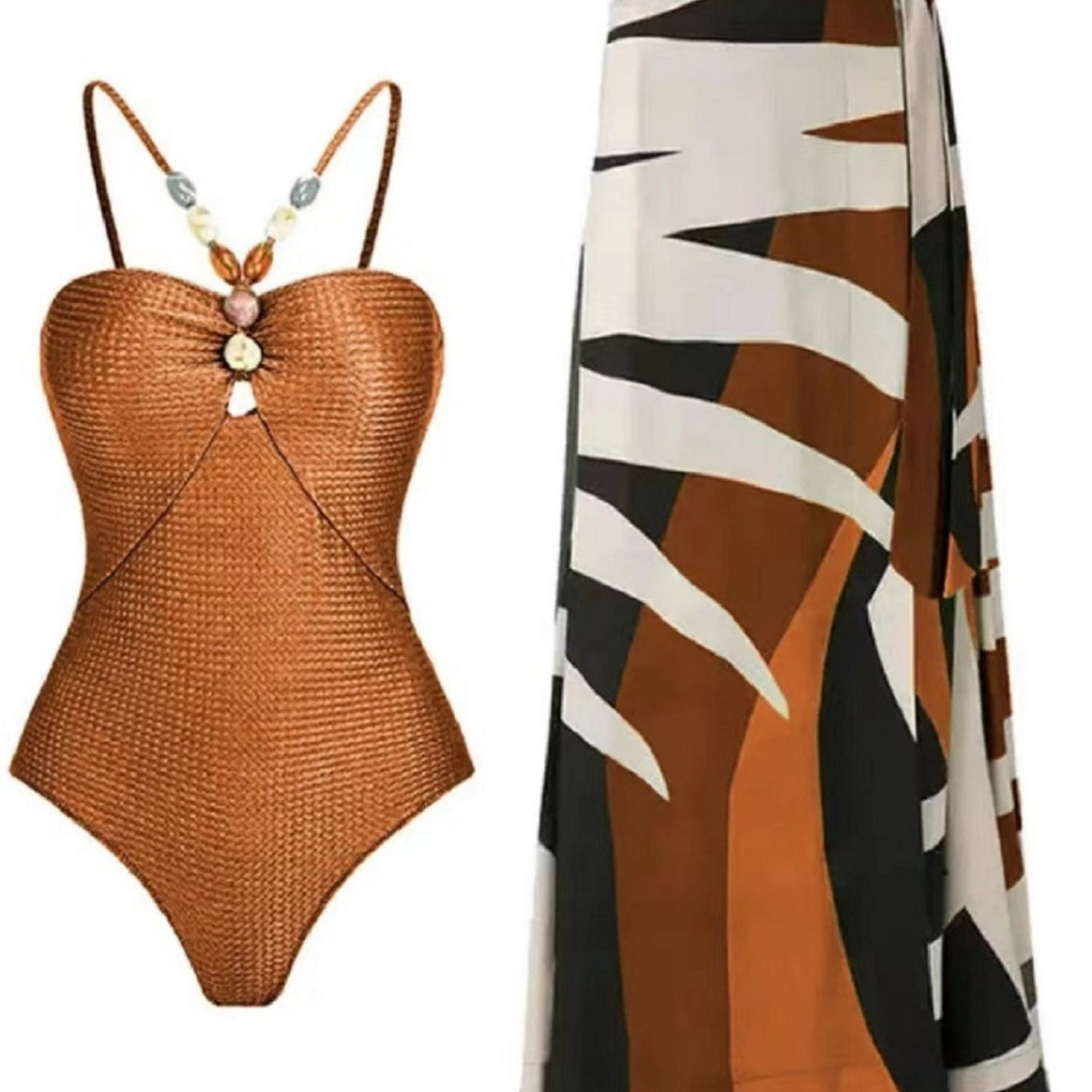 Women's swimsuit with trendy cut-out and elegant wrap skirt Mune Fashion
