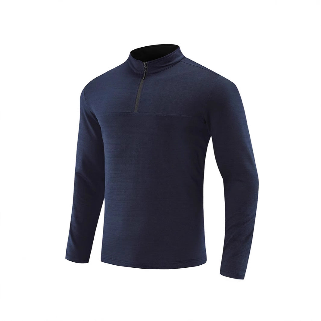 Men's Thermal Long Sleeve Shirt with Half Zip and Stand Collar Mune Fashion