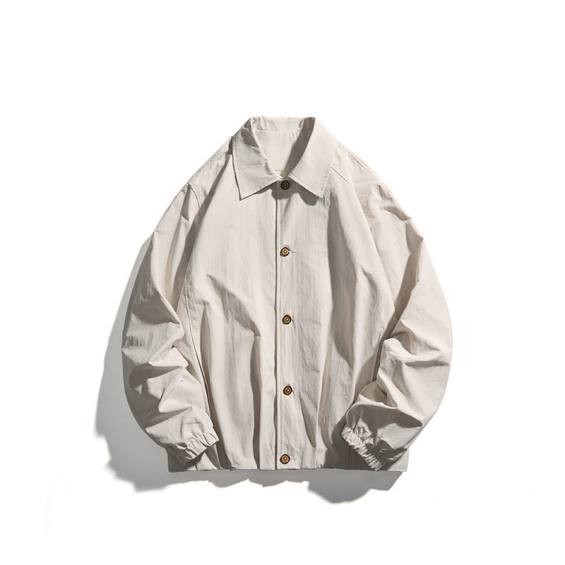 Unisex Lightweight Overshirt Jacket in Boxy Cut with Shirt Collar and Elastic Sleeve Cuffs Mune Fashion