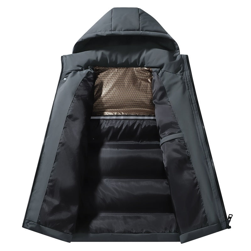 Men's Padded Hooded Thermo Quilted Jacket with Windproof Cover & Hidden Snap Placket Mune Fashion