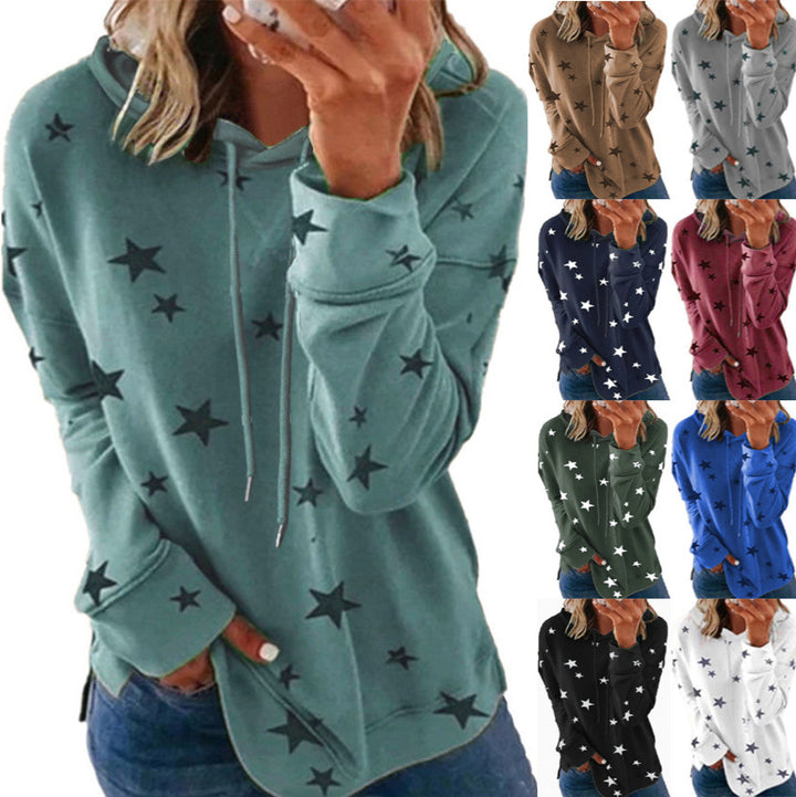 Women's Oversize Hoodie made of soft cotton blend with star print Mune Fashion