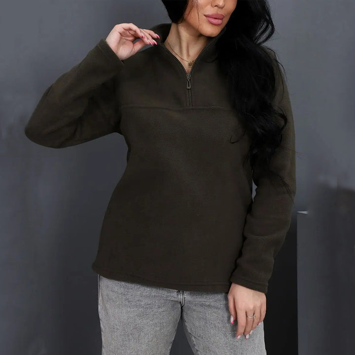 Ladies' fleece top with short half-zip and stand-up collar Mune Fashion