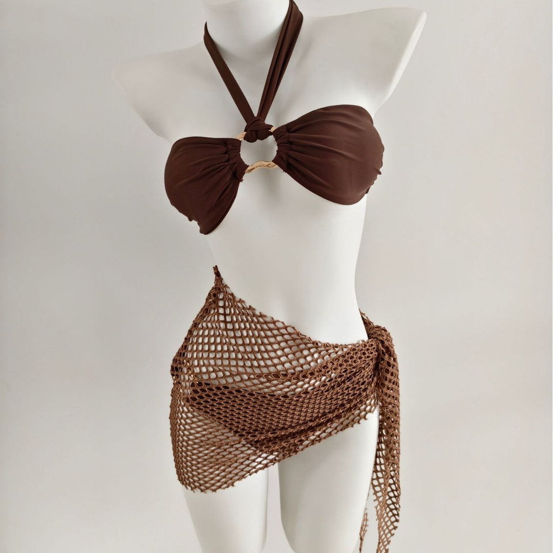 Ladies triangle bikini with trendy net skirt details Mune Fashion