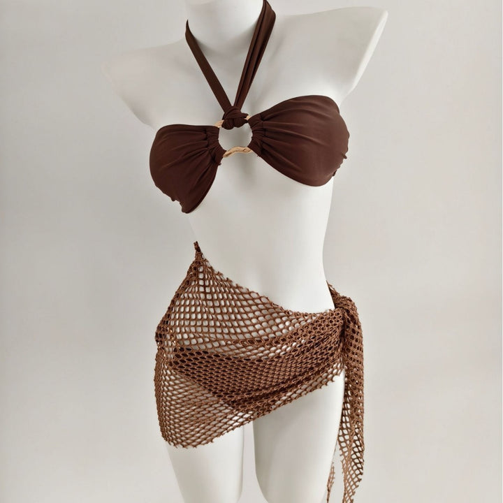 Ladies triangle bikini with trendy net skirt details Mune Fashion