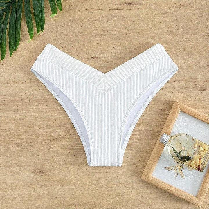 Women High-Waisted Bikini Bottom with V-Neck Mune Fashion