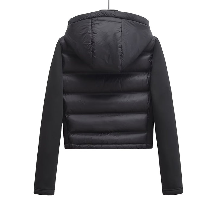 Women's Cropped Quilted Hybrid Padded Jacket with Hood Mune Fashion