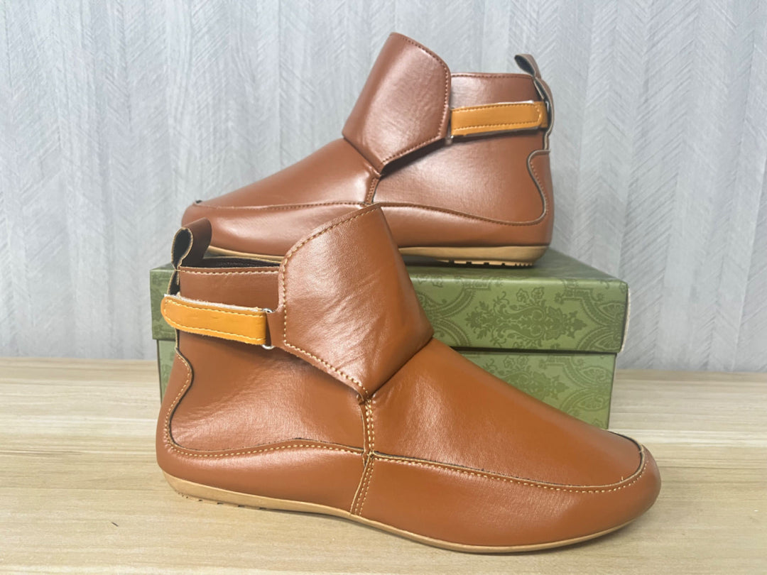 Unisex ankle-high synthetic leather boots with Velcro closure and non-slip rubber sole Mune Fashion