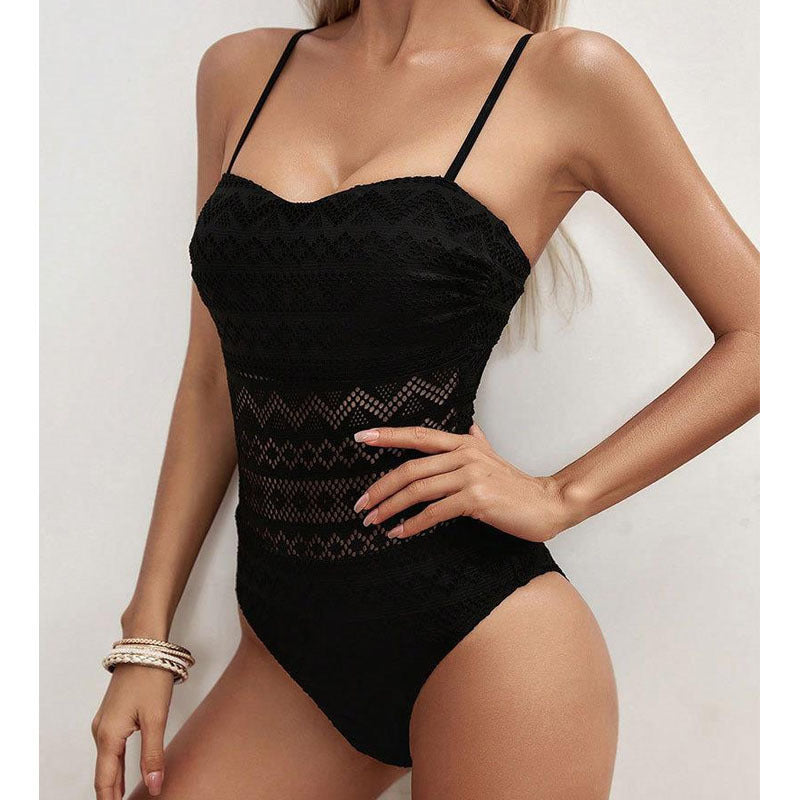Women One-Piece Swimsuit with Refined Crochet Details Mune Fashion