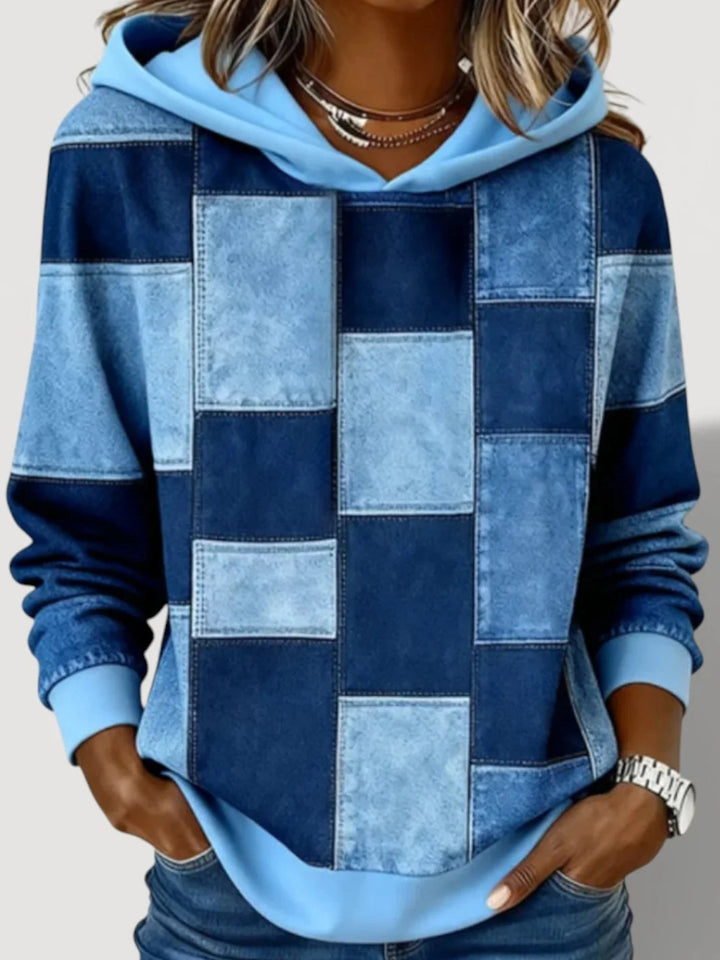 Women's Fashion Hoodie with Patchwork Design