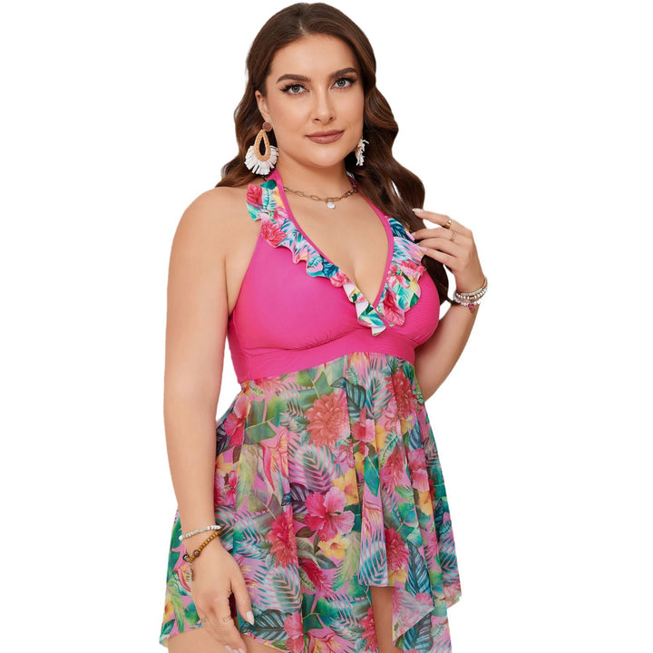 Women's Beach Dress with Floral Overlay Mune Fashion