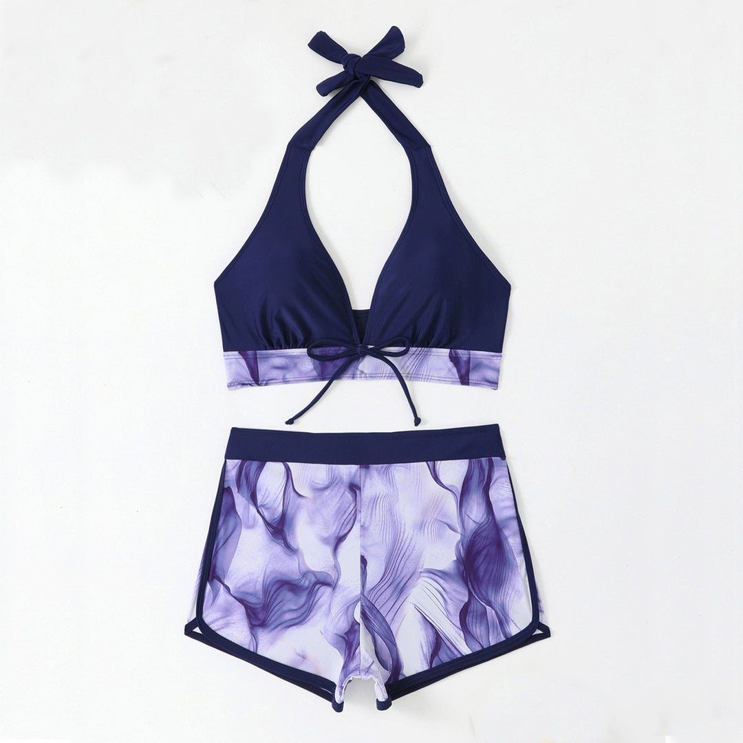 Women's Sporty Bikini Set with Deep V-Neck and Comfortable Shorts Mune Fashion