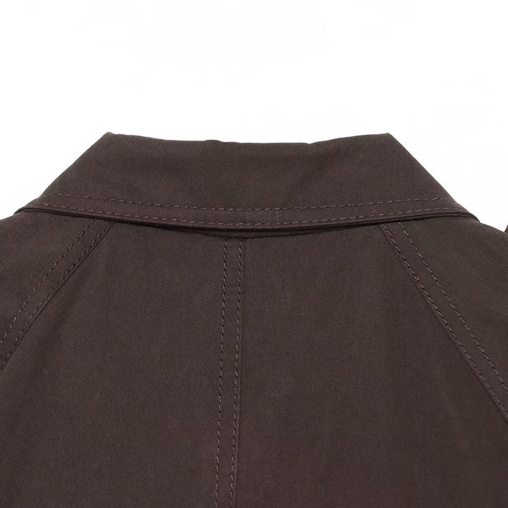 Women Short Trench Cape with Waist Belt, Epaulettes and Patch Pockets Mune Fashion