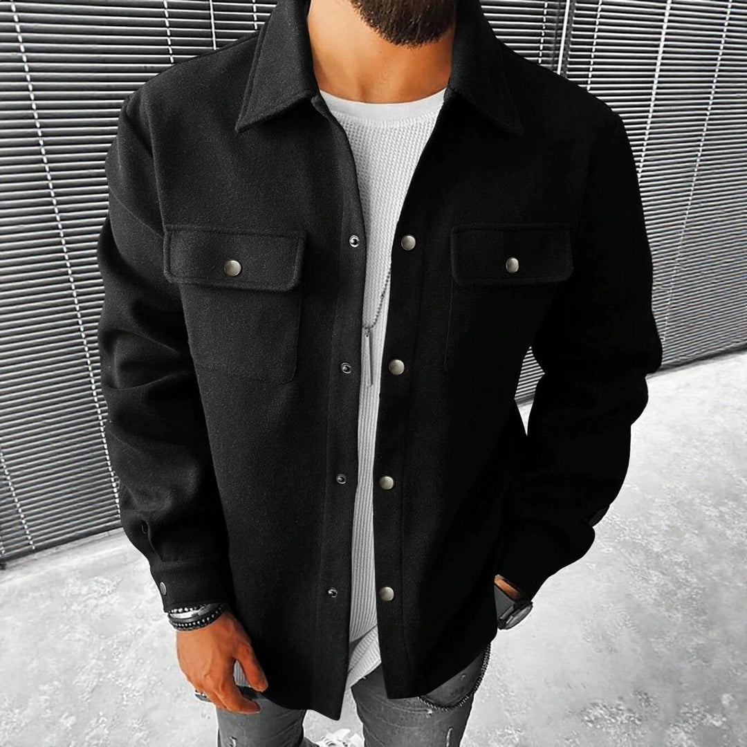 Men's shirt jacket made of wool blend with snap buttons and patch pockets Mune Fashion