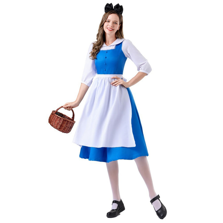 Women nan vintage apron dress with tailored cut and stand-up collar Mune Fashion