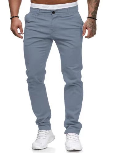 Men's Elegant Slim-Fit Chino Pants with Elastic Waistband and Practical Pockets Mune
