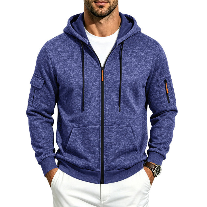 Men's hoodie sweatshirt jacket with zipper and sleeve pocket Mune Fashion