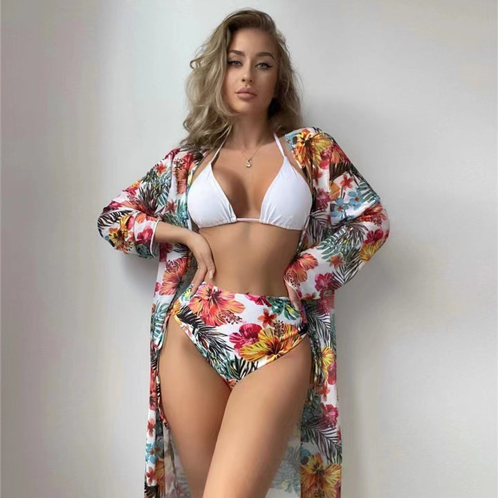 Women's bikini set with high waist and floral cover-up Mune Fashion