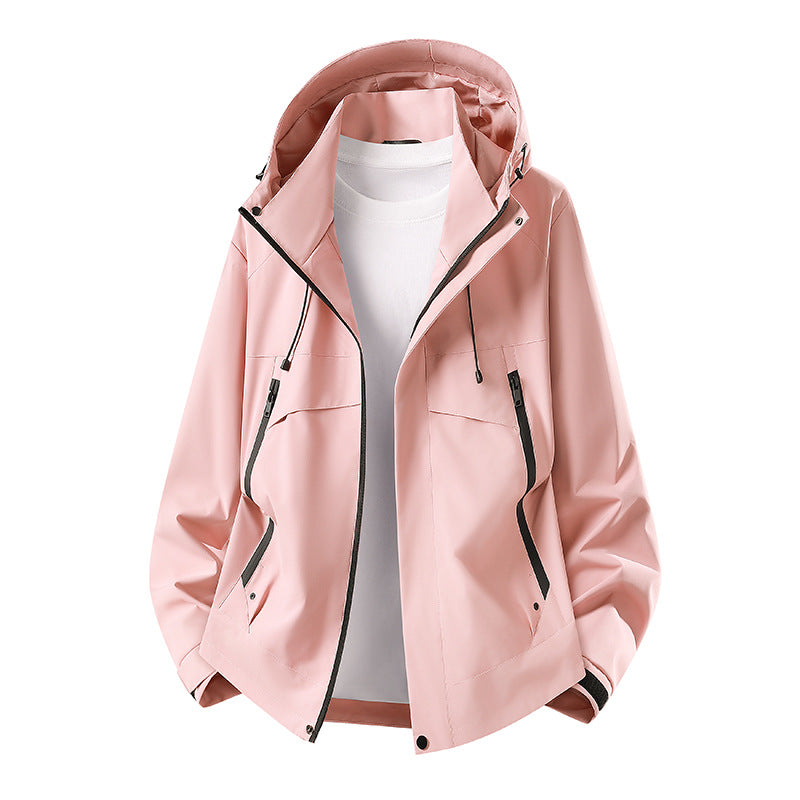 Women's lightweight waterproof hooded jacket with breathable coating, zippered pockets, and adjustable cuffs Mune Fashion