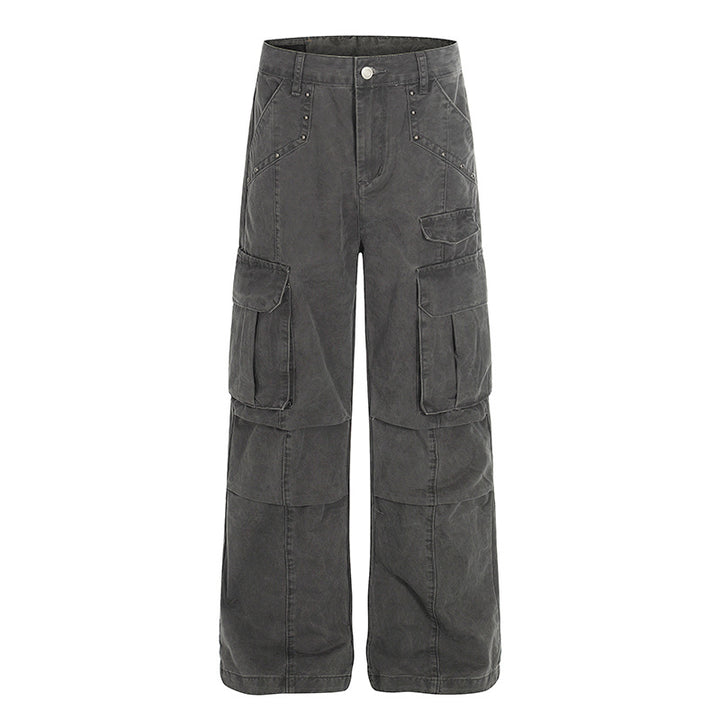 Women High-Waisted Utility Cargo Pants in Worn Look with Wide Leg Mune Fashion